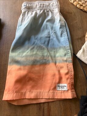 Abercrombie & Fitch Gradient Swim Shorts — Blue, Green, Orange